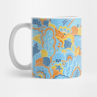 Abstract Floral Neck Gator Aqua Blue Orange Floral Abstract Mug